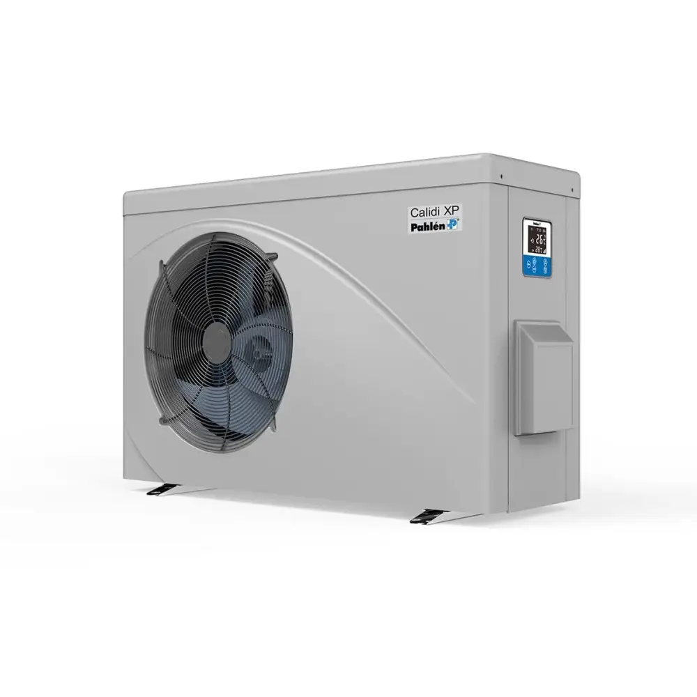 Pahlén Calidi XP35 grå utomhus luft-vatten värmepump med fläktgaller och display